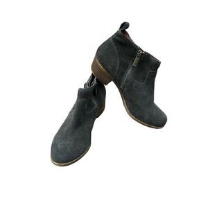 LUCKY BRAND BeTwixt Olive Green Suede Zip-up Bootie Size 6